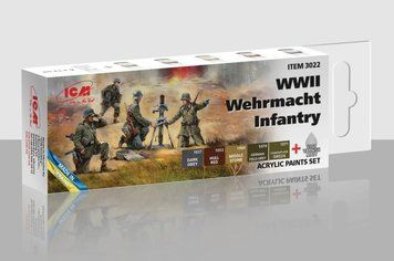 Набір фарб ICM - Acrylic Paint Set: WWII Wehrmacht Infantry (6 x 12 ml)