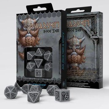 Набір кубиків Q Workshop - Dice Set. Dwarven Gray and black (7) SDWA12 фото