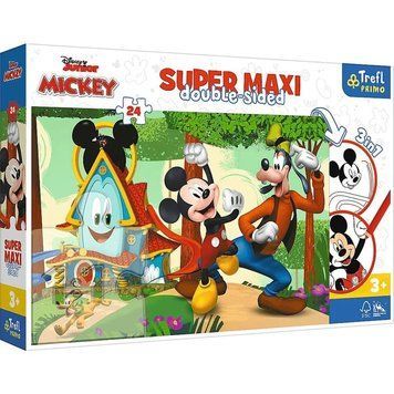 Пазли + розмальовка Trefl - SUPER МАХІ. Веселий будиночок Дісней: Міккі-Маус (24 елм.) 41012 фото