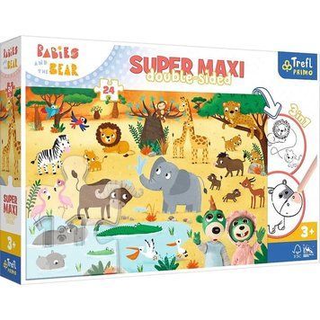 Пазли + розмальовка Trefl - SUPER МАХІ. Дітки на Сафарі (24 елм.) 41009 фото