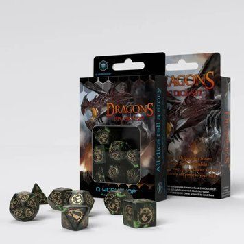 Набір кубиків Q Workshop - Dice Set. Dragons Bottle green and gold SDRA98 фото