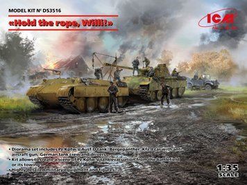 Збірна модель ICM - Тримай трос, Віллі (Pz.Kpfw.V Panther Ausf.D, Bergepanther , le.gl.Einheitz-Pkw Kfz.4, German Drivers (1939-1945) and German Tank Riders (1942-1945)) (1:35) DS3516 фото