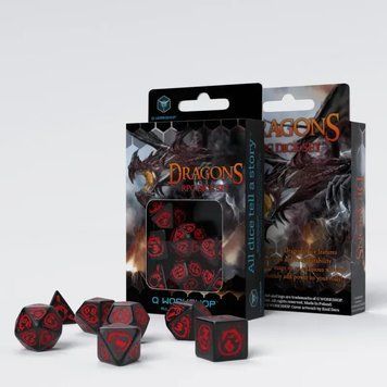 Набір кубиків Q Workshop - Dice Set. Dragons Black and red SDRA06 фото