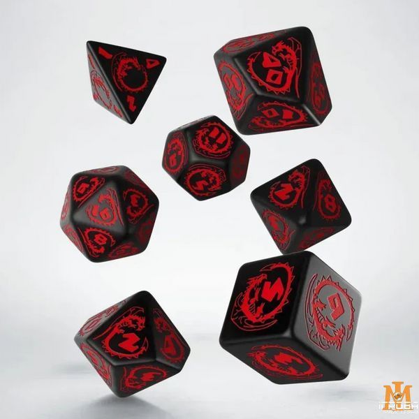 Набор кубиков Q Workshop - Dice Set. Dragons Black and red SDRA06 фото