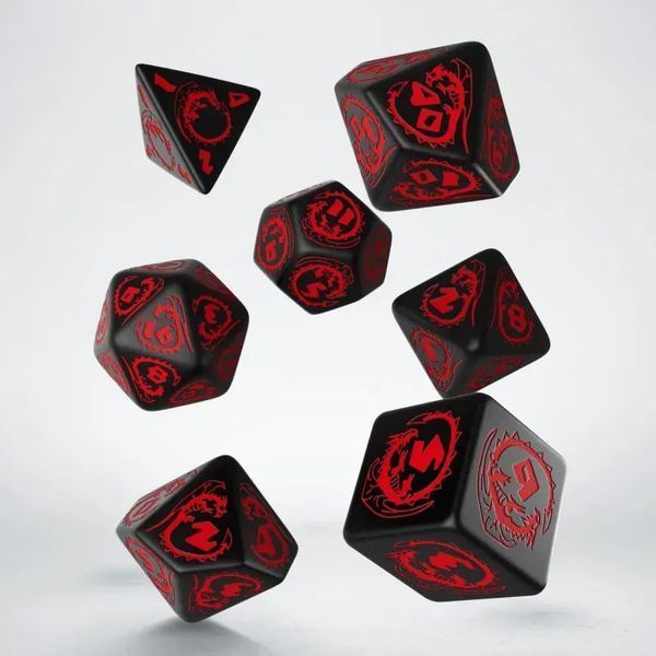 Набор кубиков Q Workshop - Dice Set. Dragons Black and red SDRA06 фото
