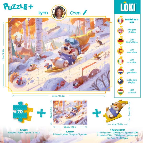 Пазлы Puzzle Plus с игрушкой - Локи на санках (70 шт) (Языконезависимая) 51924_EU фото