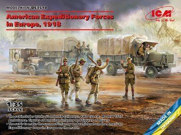 Збірна модель ICM - Американський експедиційний корпус у Європі, 1918 рік (Standard B Liberty, FWD Type B, Model T 1917 Ambulance, піхота США, водії США) (1:35) DS3518 фото