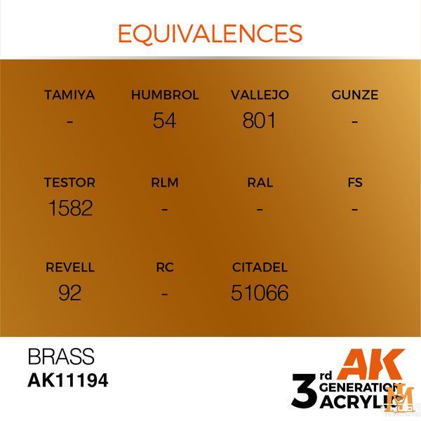 Фарба AK - Metallic: Brass AK11194 фото