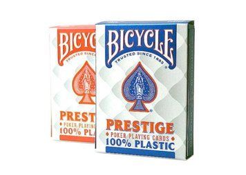 Карты игральные Bicycle - Prestige Rider Back Plastic Jumbo Index (пластиковые, большой индекс, красные/синие) 44100 фото