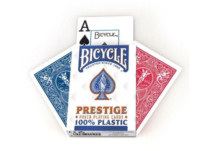 Карты игральные Bicycle - Prestige Rider Back Plastic Jumbo Index (пластиковые, большой индекс, красные/синие) 44100 фото