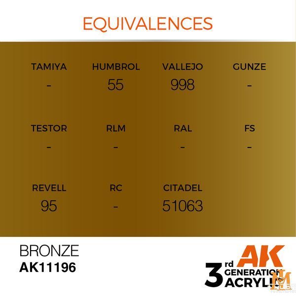 Фарба AK - Metallic: Bronze AK11196 фото