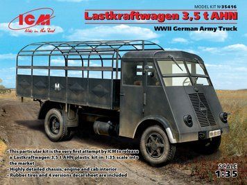 Збірна модель ICM - Lastkraftwagen 3,5 t AHN, вантажний автомобіль німецької армії 2 Світової війни (1:35) 35416 фото