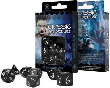 Набір кубиків Q Workshop - Dice Set. Classic RPG Black and white SCLE05 фото