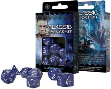 Набір кубиків Q Workshop - Dice Set. Classic RPG Cobalt and white SCLE85 фото