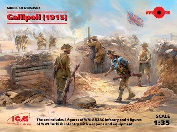 Збірна модель ICM - Галліполі (1915 г.) (піхота ANZAC (4 фігури), піхота Туреччини (4 фігури)) (1:35) DS 3501 фото