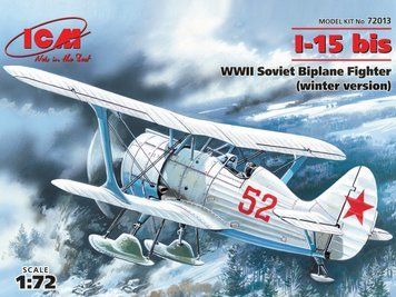 Збірна модель ICM - І-15 біс (зимовий варіант), Радянський винищувач-біплан 2 Світової війни (1:72) 72013 фото