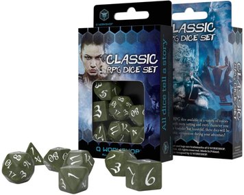 Набір кубиків Q Workshop - Dice Set. Classic RPG Olive and white (7) SCLE1C фото