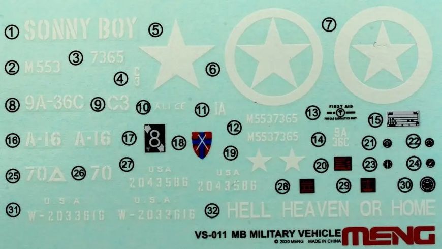 Сборная модель Meng - 1/35 Американский автомобиль повышенной проходимости Willys MB VS-011 фото