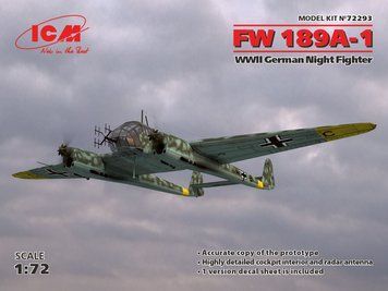 Збірна модель ICM - FW 189A-1, Німецький нічний винищувач 2 Світової війни (1:72) 72293 фото