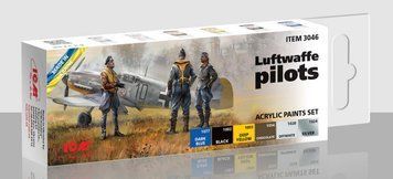 Набір фарб ICM - Acrylic Paint Set: Luftwaffe pilots (6 x 12 ml)