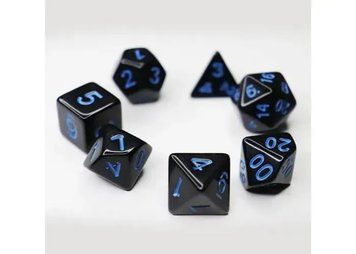Набор кубиков - Games7Days - Opaque 7 Dice Set - Black (w-blue) g7dopaq12 фото