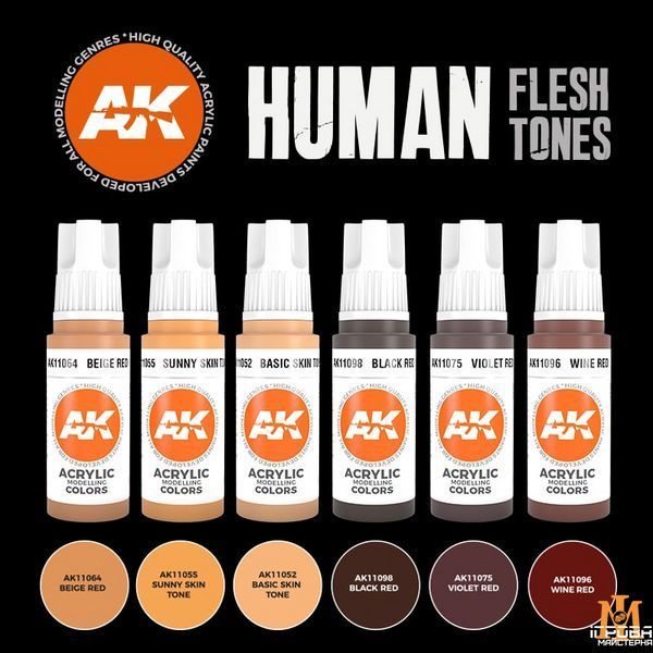 Набір фарб AK - Human Flesh Tones AK11603 фото