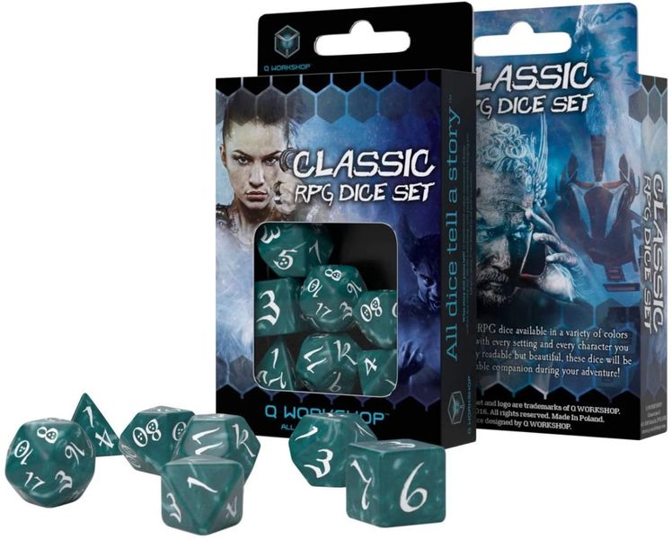 Набір кубиків Q Workshop - Dice Set. Classic RPG Stormy and white (7) SCLE1A фото