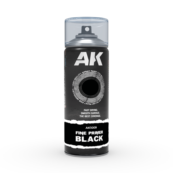 Спрей AK - Fine Primer Black - Spray 400ml / Ґрунт чорний в аерозолі 400мл AK1009 фото