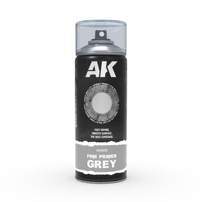 Спрей AK - Fine Primer Grey - Spray 400ml (Includes 2 nozzles) / Ґрунт сірий в аерозолі 400мл AK1010 фото
