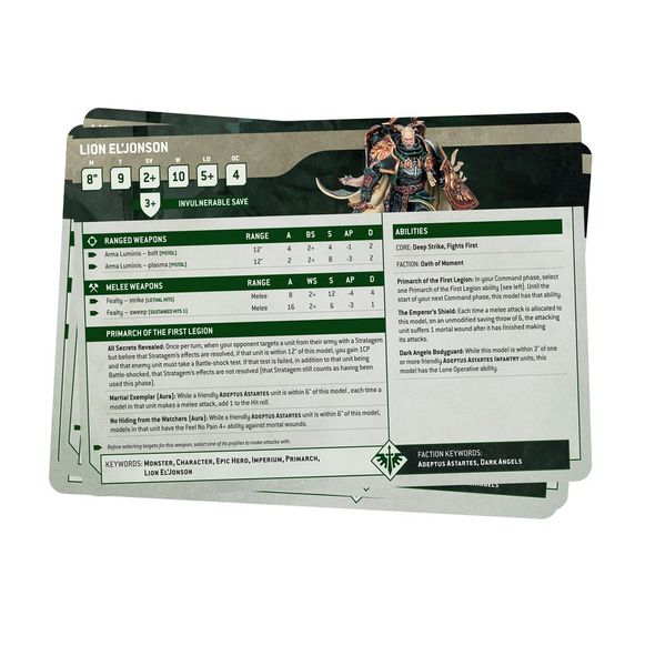 Игровой набор GW - WARHAMMER 40000: DATASHEET CARDS - DARK ANGELS (ENG) 60050101016 фото
