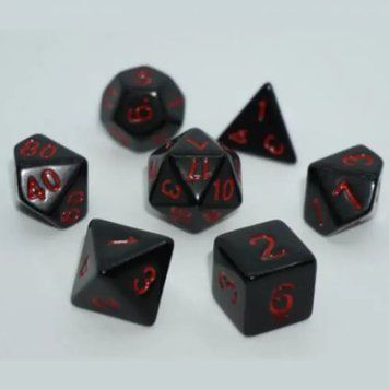 Набор кубиков Games7Days - Opaque 7 Dice Set - Black (w-red) g7dopaq08 фото