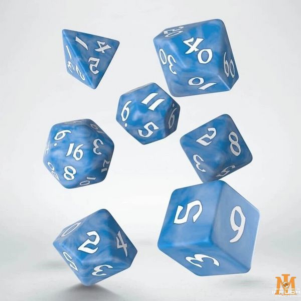 Набір кубиків Q Workshop - Dice Set. Classic Runic Glacier and white (7) SCLR1R фото