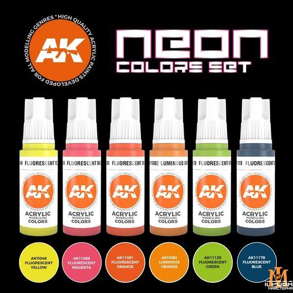 Набір фарб AK - Neon Colors Set AK11610 фото
