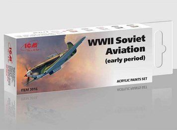 Набір фарб ICM - Acrylic Paint Set: WWII Soviet aviation (6 x 12 ml)