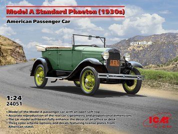 Збірна модель ICM - Model A Standard Phaeton (1930-ті роки), американський легковий автомобіль з піднятим тентом (1:24) 24051 фото