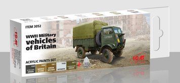 Набір фарб ICM - Acrylic Paint Set: WWII Military vehicles of Britain (6 x 12 ml)