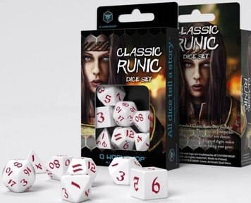 Набір кубиків Q Workshop - Dice Set. Classic Runic White and red (7) SCLR26 фото