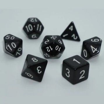 Набор кубиков Games7Days - Opaque 7 Dice Set - Black (w-white) g7dopaq04 фото