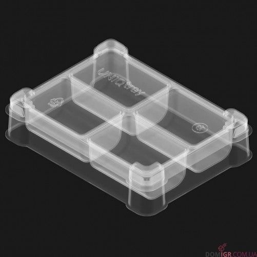 Пластиковая коробочка Meeple House - UniqTray System. Token FOUR (4 секции) 875097 фото