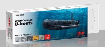 Набір фарб ICM - Acrylic Paint Set: WWII German U-boats (6 x 12 ml)