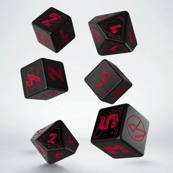 Набор кубиков Q Workshop - Dice Set. Cyberpunk Red Essential (4 D6 and 2 D10) SCPE06 фото