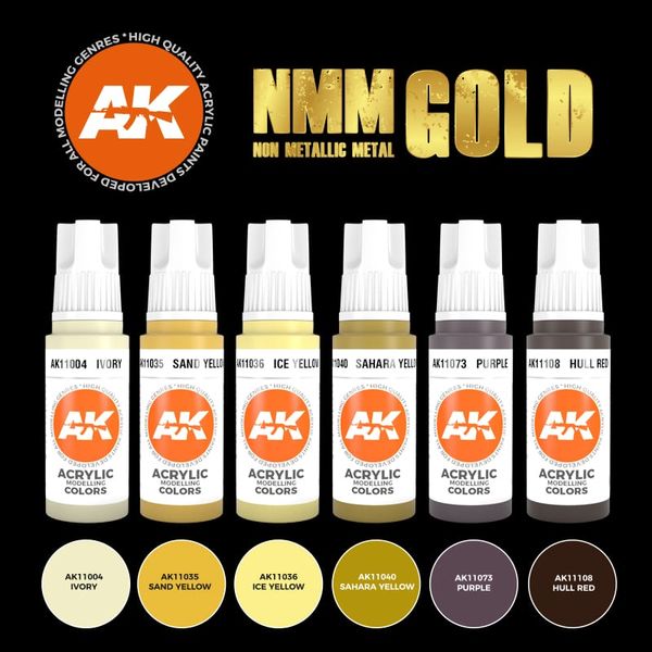 Набір фарб AK - NMM (NON METALLIC METAL) GOLD AK11606 фото