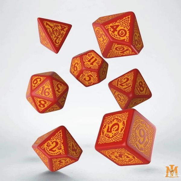 Набір кубиків Q Workshop - Dice Set. Dragon Slayer Red and orange SDRS1D фото
