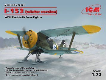 Збірна модель ICM - І-153, Винищувач ВПС Фінляндії 2 Світової війни (зимова модифікація) (1:72) 72075 фото