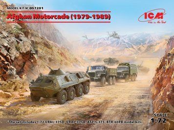 Збірна модель ICM - Афганська автоколона (1979-1989 р) (УРАЛ-375Д, УРАЛ-375А, АТЗ-5-375, БТР-60ПБ) (1:72) DS 7201 фото