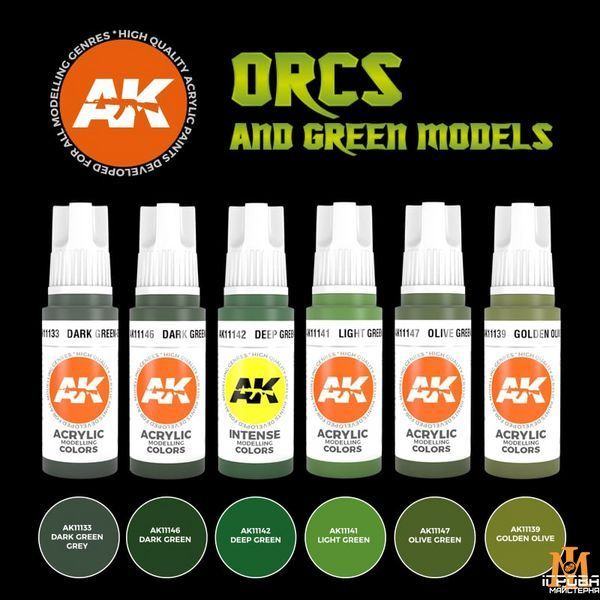 Набір фарб AK - Orcs and Green Models AK11600 фото