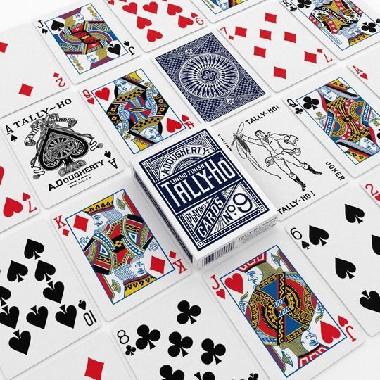 Карти гральні USPCC - Tally-Ho Poker 9 (Circle Back, Standard Index, червоні/сині) THCBSI фото