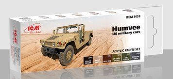 Набір фарб ICM - Acrylic Paint Set: Humvee. US military cars (6 x 12 ml)