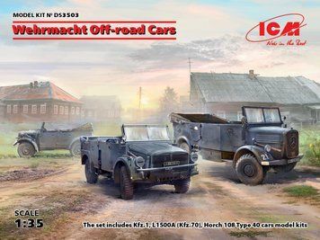 Збірна модель ICM - Позашляхові автомобілі Вермахту (Kfz.1, Horch 108 Typ 40, L1500A) (1:35) DS 3503 фото
