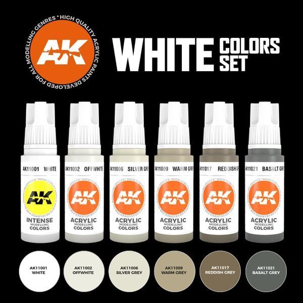 Набор красок AK - White Colors Set AK11609 фото